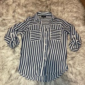 Sexy Blue & White Striped Blouse